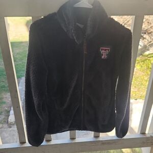Black Fleece Jacket with Embroidered Logo